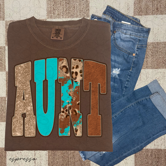 Aunt Western Glitter DTF Transfer