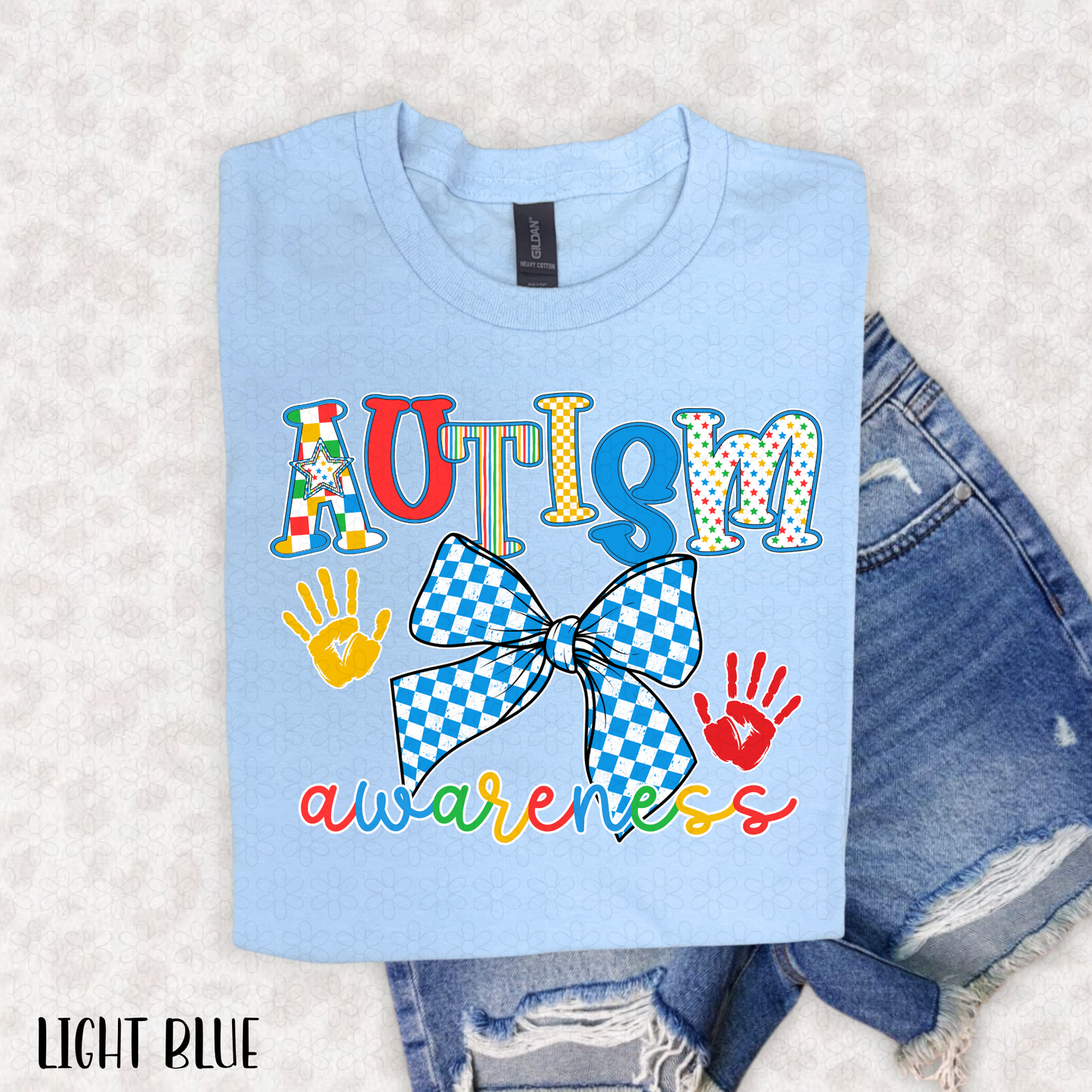 Autism Awareness-White Outline Completed Tee