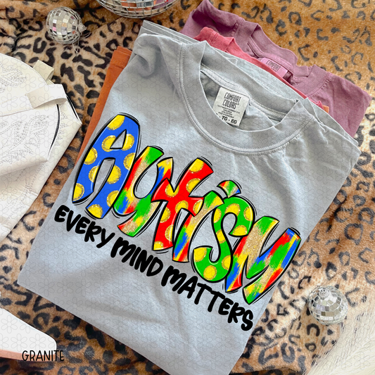 Autism Every Mind Matters- Black Completed Tee