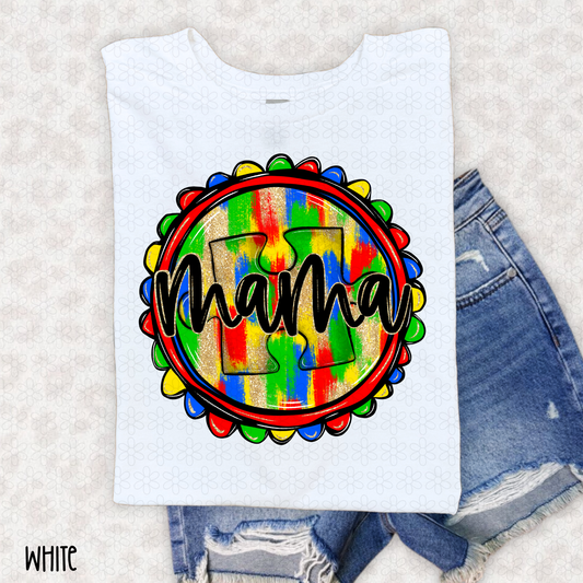 Autism Mama- Gold Glitter Completed Tee