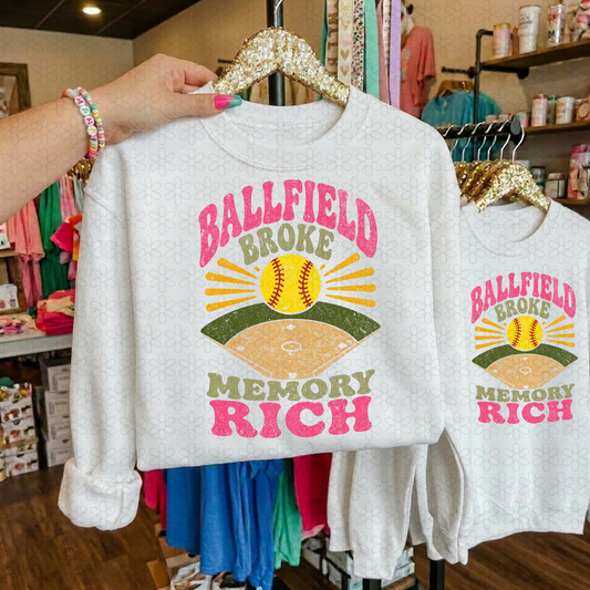 BALLFIELD BROKE MEMORY RICK- PINK SOFTBALL Completed Tee