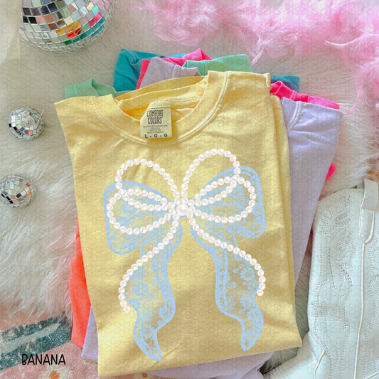 BLue Lace Bow Completed Tee