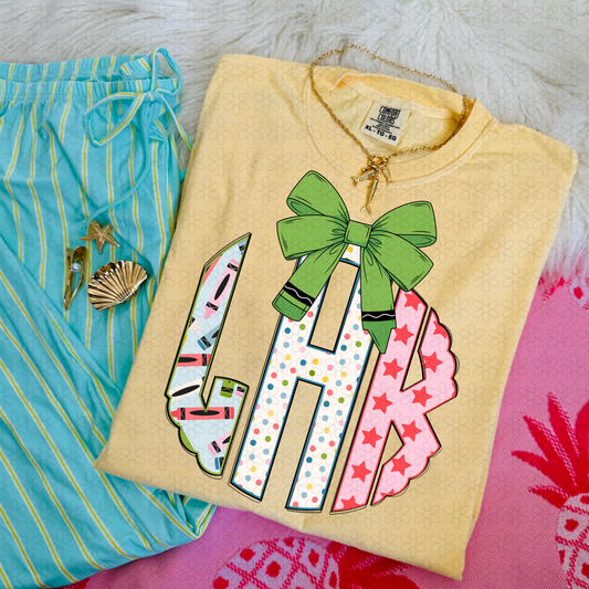 Back To School Custom Monogram Completed Tee