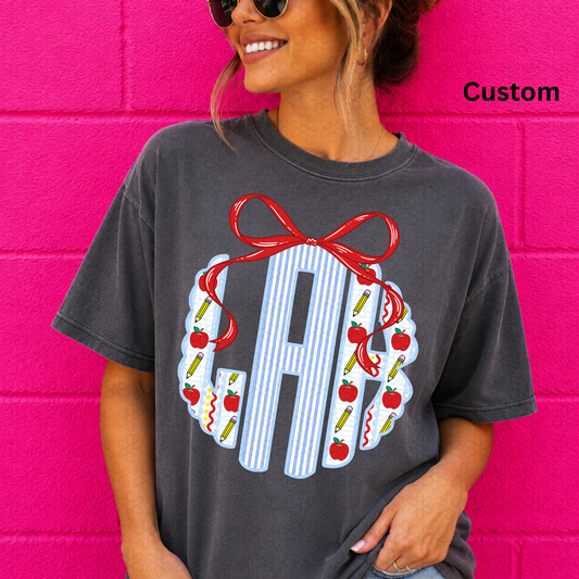 Back To School Custom Monograms Completed Tee