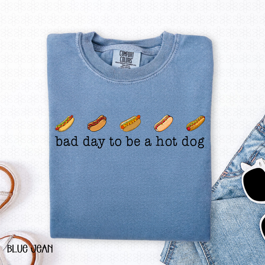 Bad day to be a hot dog- Black Completed Tee