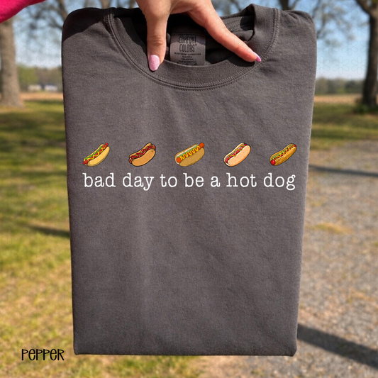 Bad day to be a hot dog- White Completed Tee