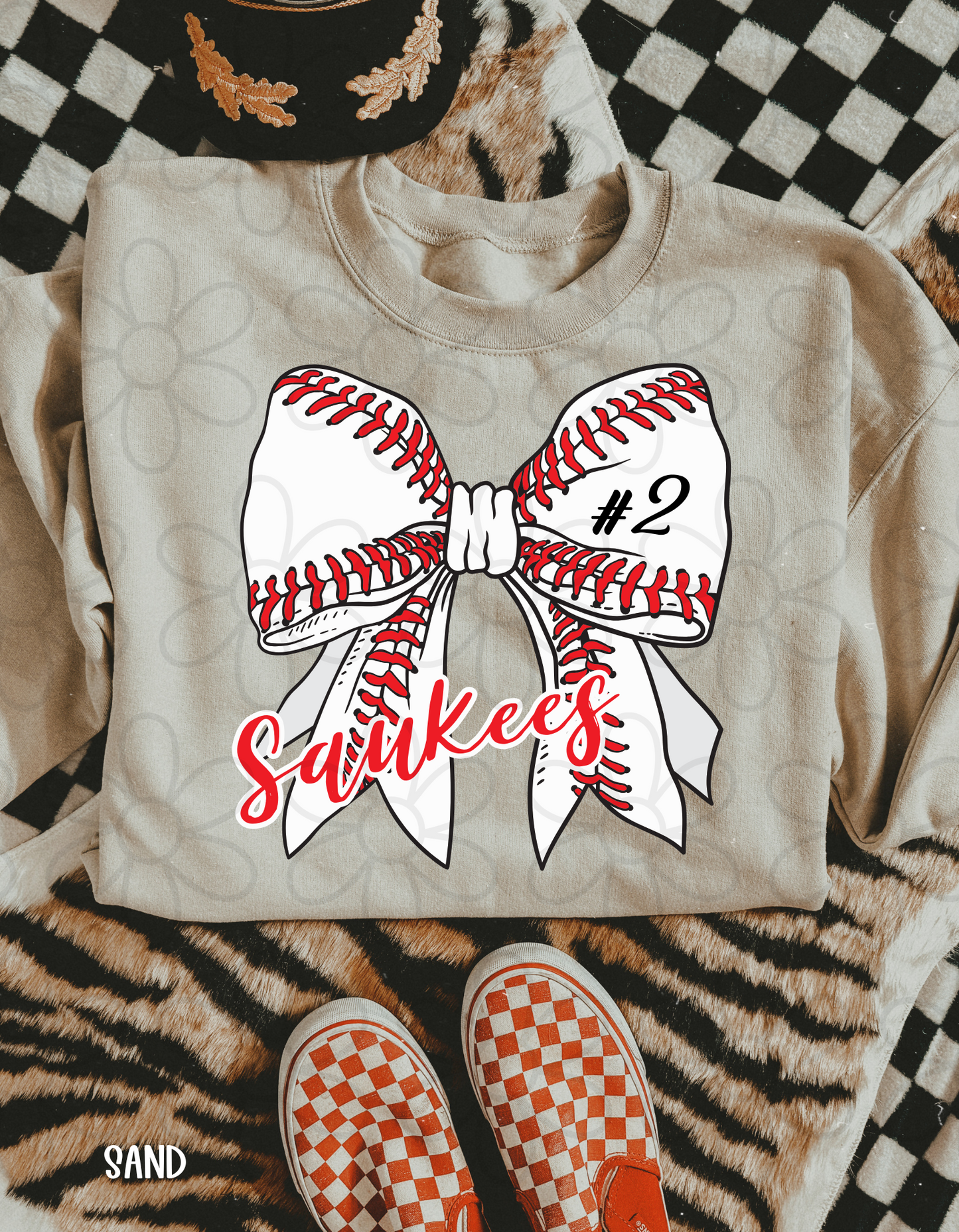 Baseball Bow Custom Name & Number DTF Transfer
