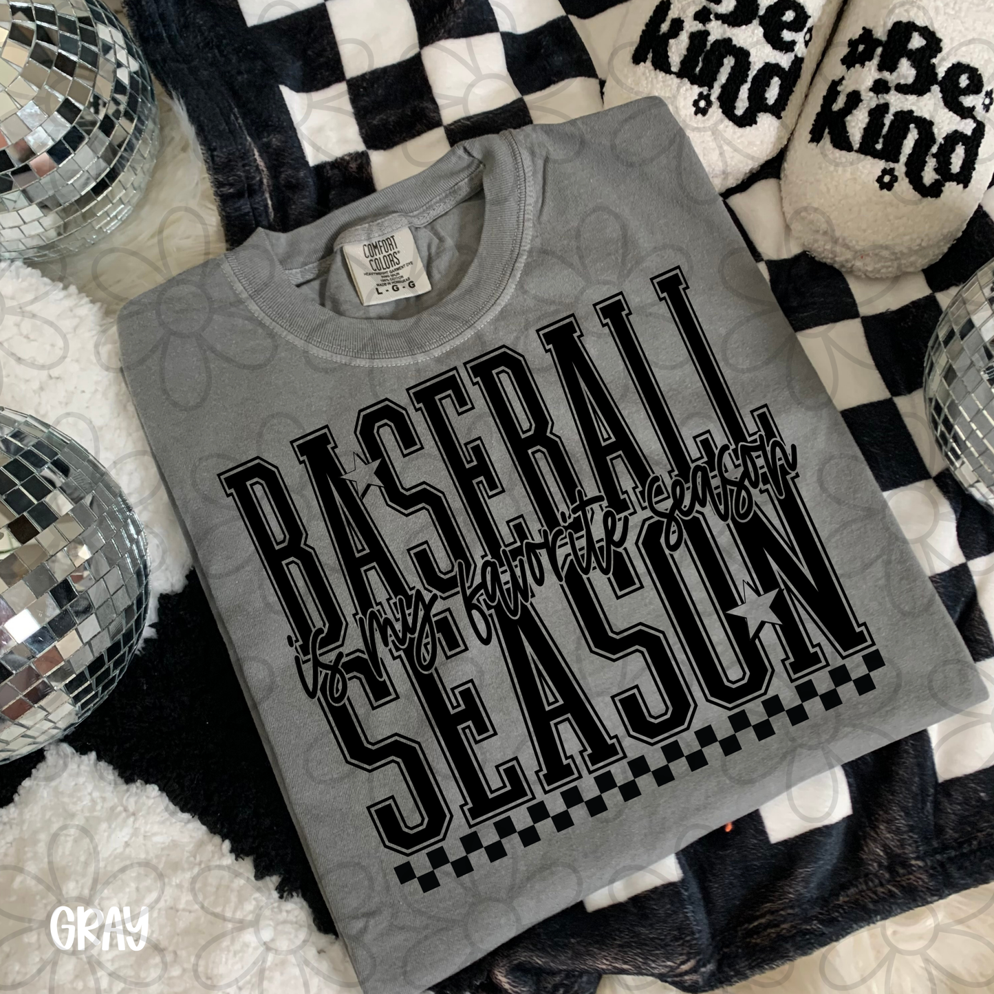 Baseball Is My Favorite Season Checkered DTF Transfer