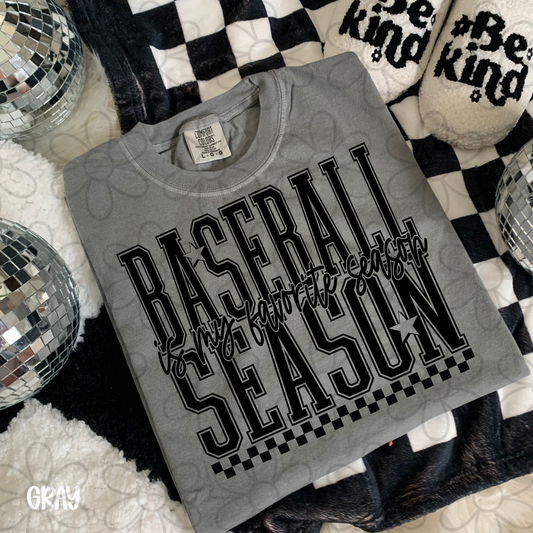 Baseball Is My Favorite Season Checkered DTF Transfer