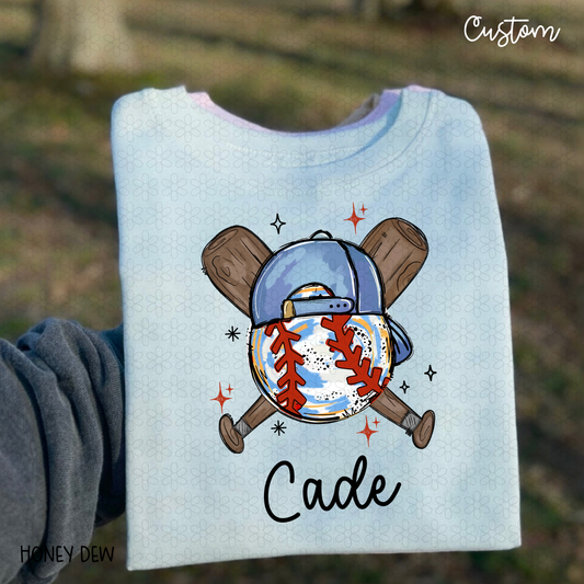 Baseball Boy Custom Name Completed Tee