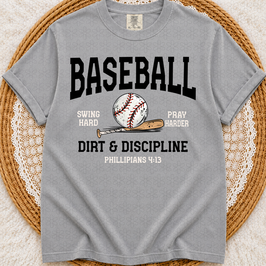 Baseball Dirt & Discipline Completed Tee
