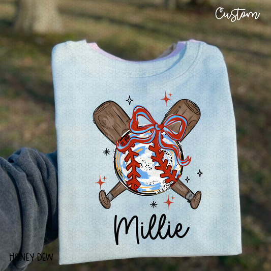 Baseball Girl Custom Name Completed Tee