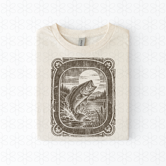 Bass Fishing brown Completed Tee