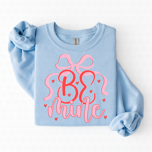 Be Mine Pink Bow Hearts Completed Tee