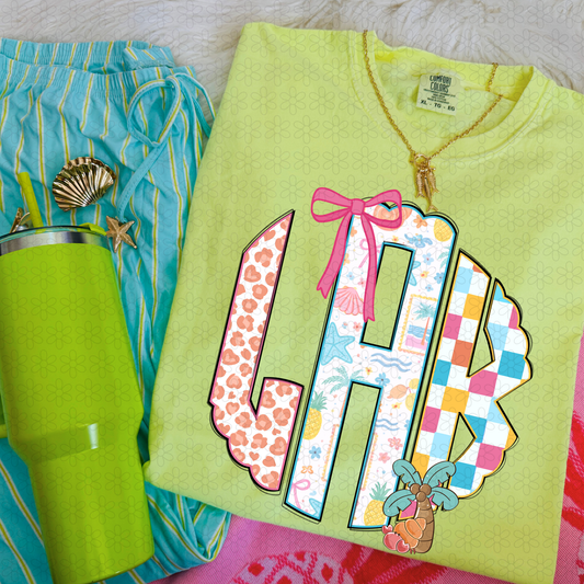 Beach Custom Monogram Completed Tee