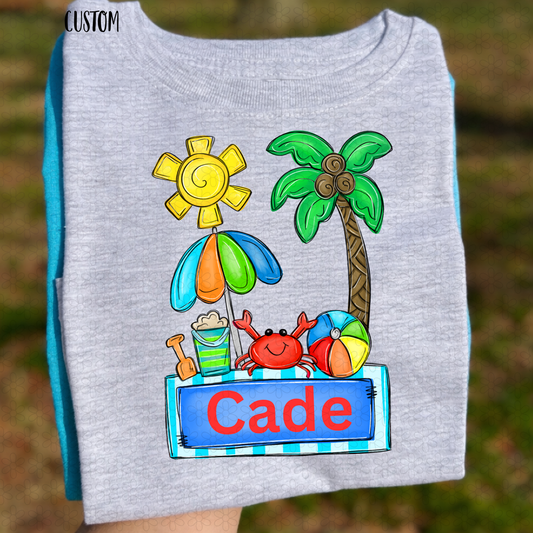 Beach Fun Name Plate Completed Tee