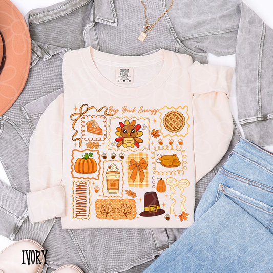 Big Back Energy Thanksgiving Collage Completed Tee