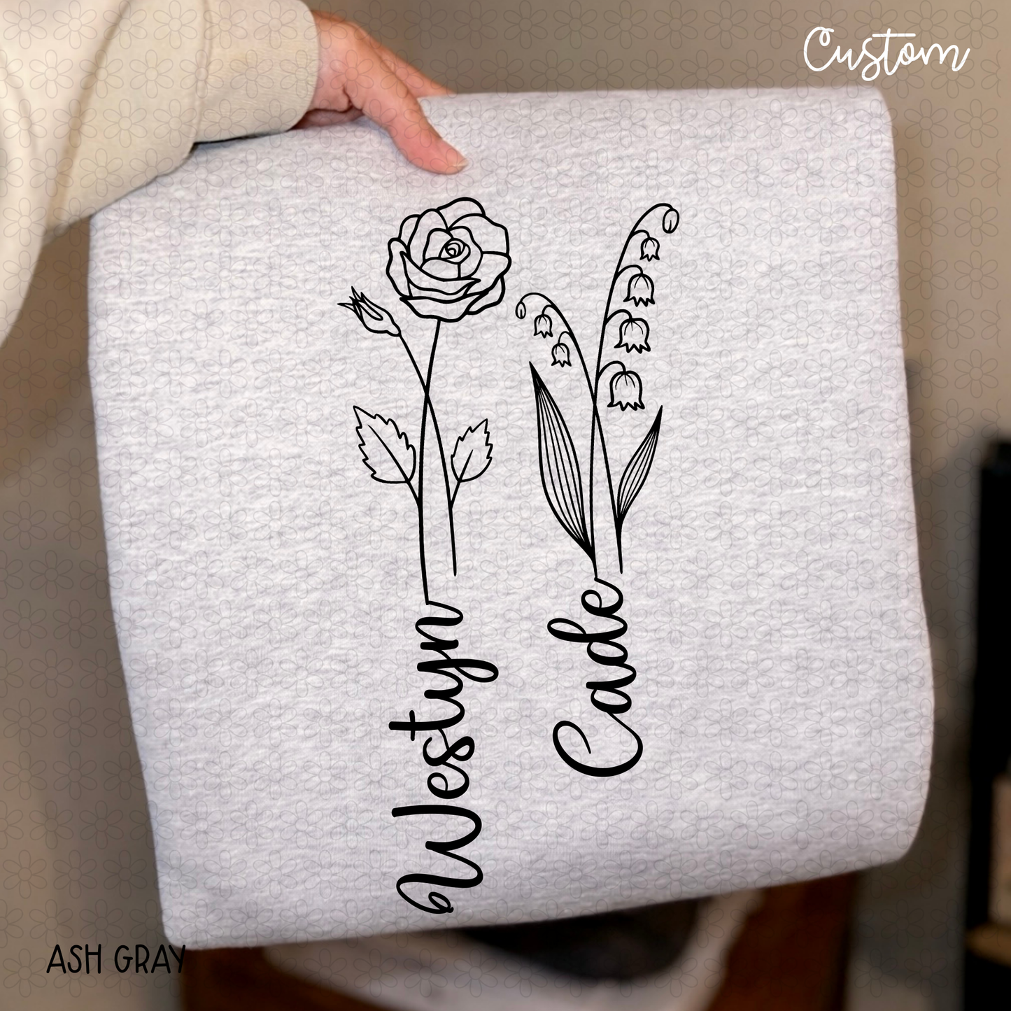 Birth Month Custom Flowers Completed Tee