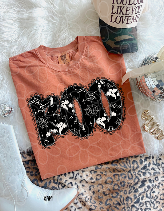 Black Boo Lace Completed Tee