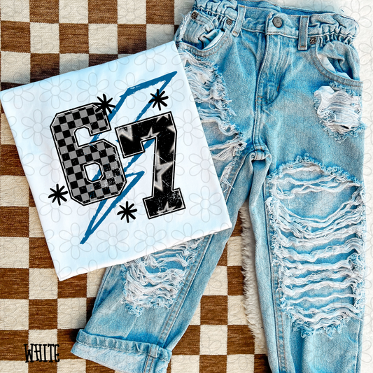 Black Checkered Stars 67 DTF Transfer