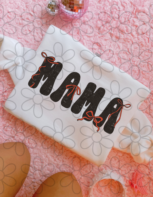 Black Mama Red Bows Completed Tee