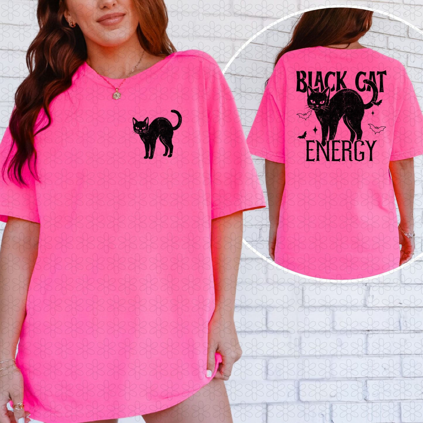 Black Cat Energy front Completed Tee