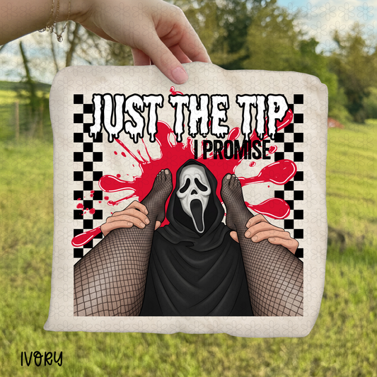 Black Checkered Just the Tip I Promise Completed Tee