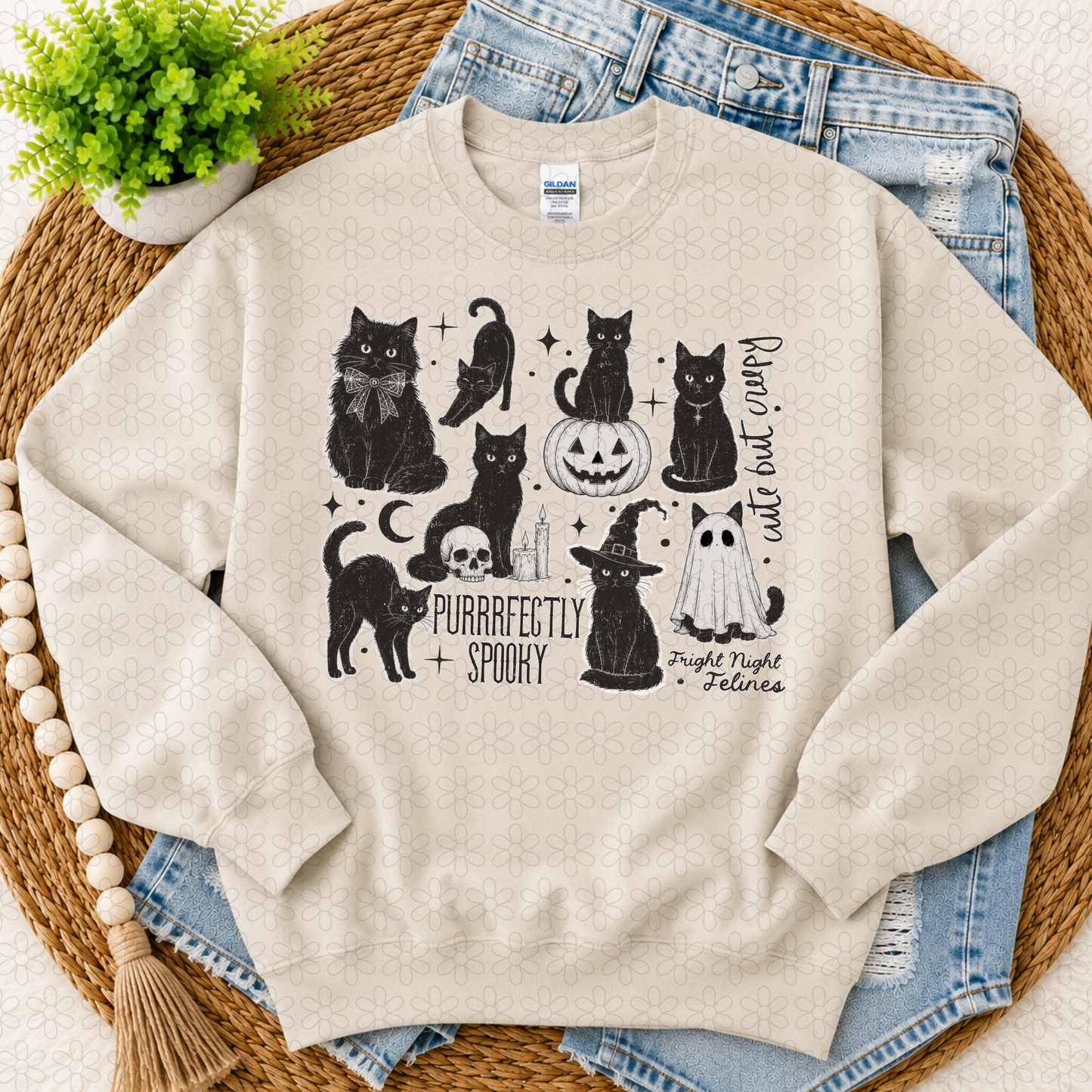Black Spooky cats Completed Tee