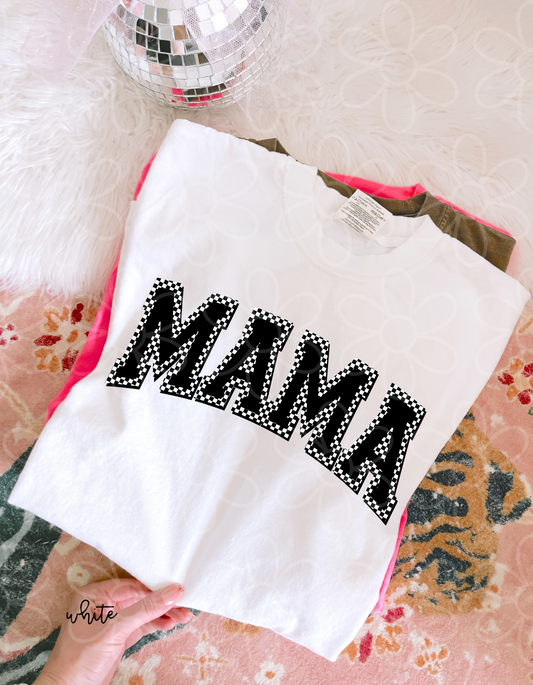 Black & White Bordered Check Mama Completed Tee
