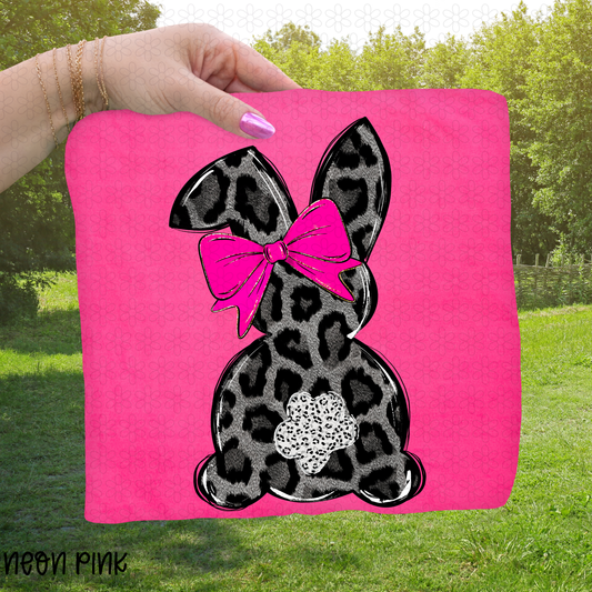Black leopard Pink Bow Bunny DTF Transfer