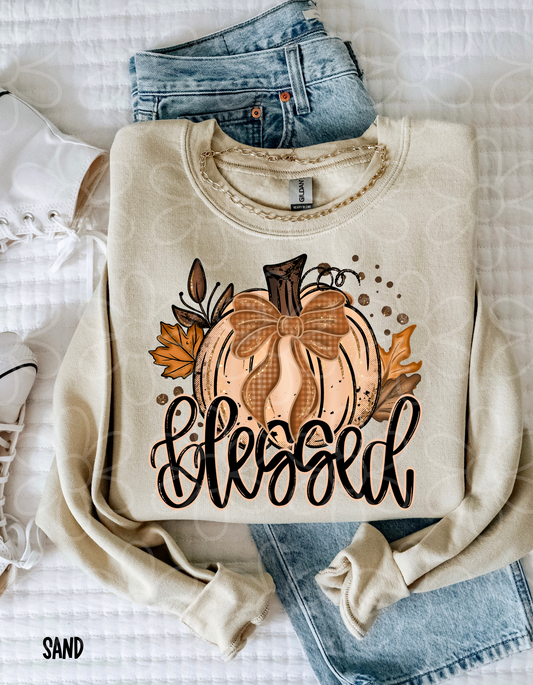 Blessed Fall Pumpkin Coquette Bow DTF Transfer