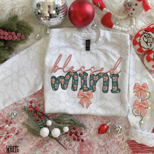 Blessed Mini Pink Bows Christmas Lights Kids Completed Tee