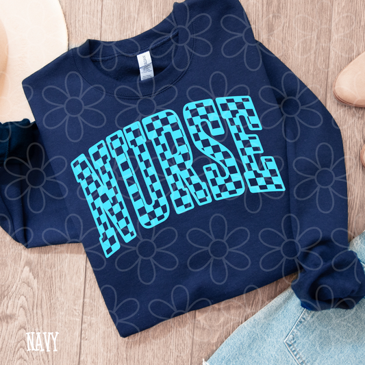 Blue Checkered Nurse Completed Tee