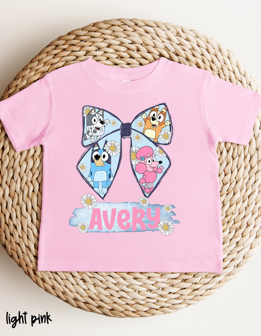 Blue Dog Custom Name Kids Completed Tee