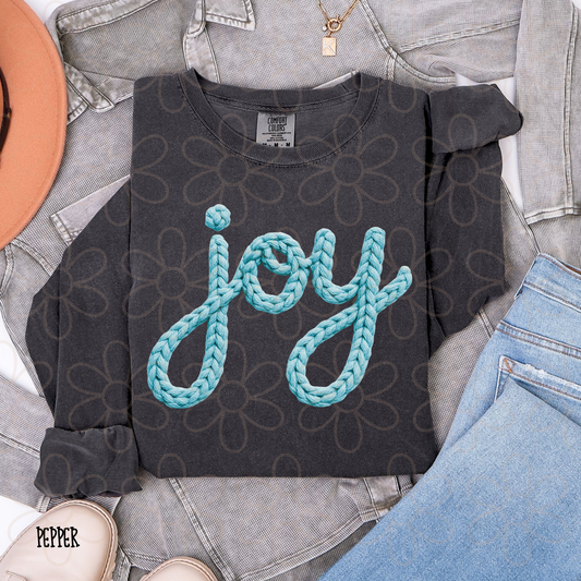Blue Joy Stitch Completed Tee