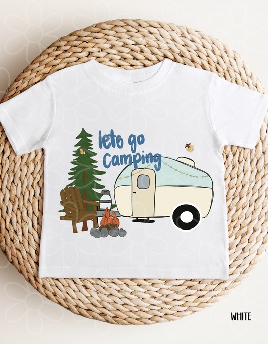 Blue Lets Go Camping Completed Tee