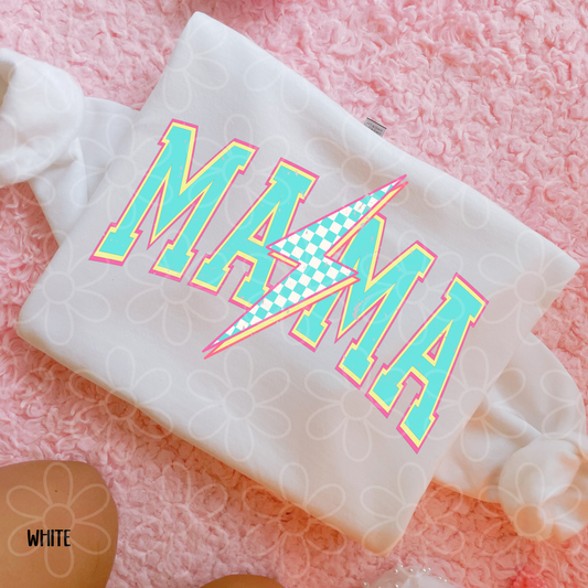 Blue Mama Checkered Lightning Bolt Completed Tee