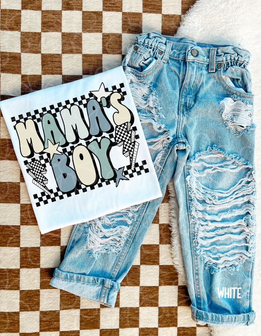 Blue Retro Mama's Boy DTF Transfer