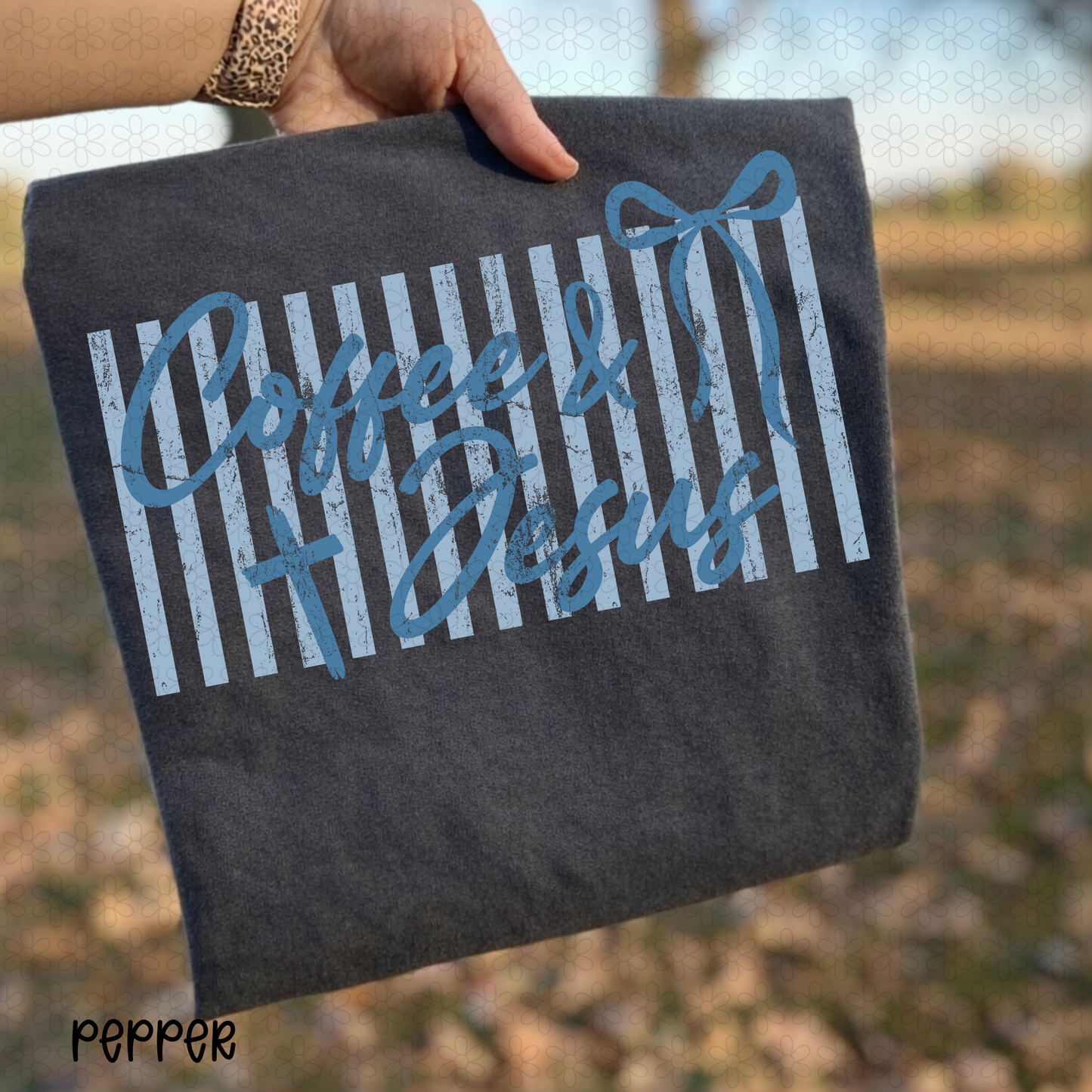 Blue Coffee and Jesus Completed Tee