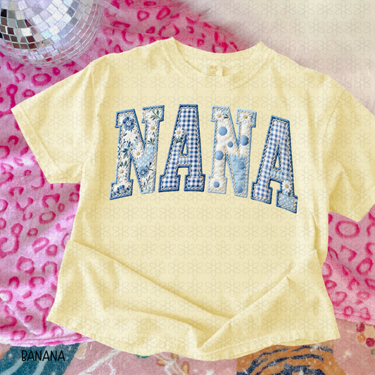 Blue Patchwork NANA Completed Tee