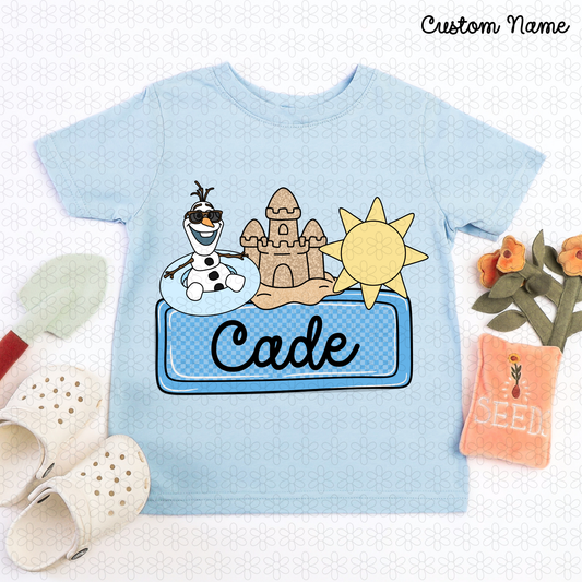 Blue Summer Olaf Custom Name Completed Tee