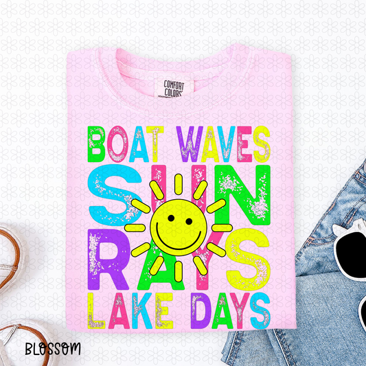 Boat Waves Sun Rays Lake Days Completed Tee