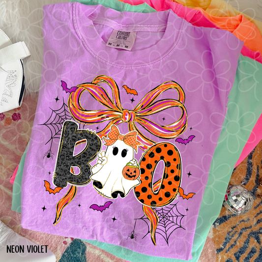 Boo Ghost Peace Sign Bow DTF Transfer