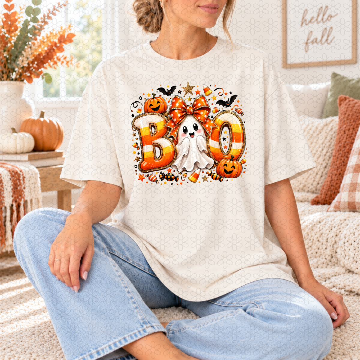 Boo Ghost Candy Corn DTF Transfer