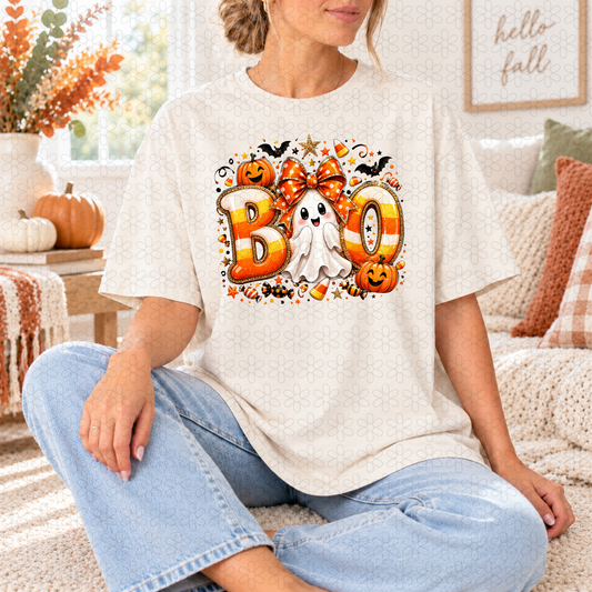 Boo Ghost Candy Corn Completed Tee