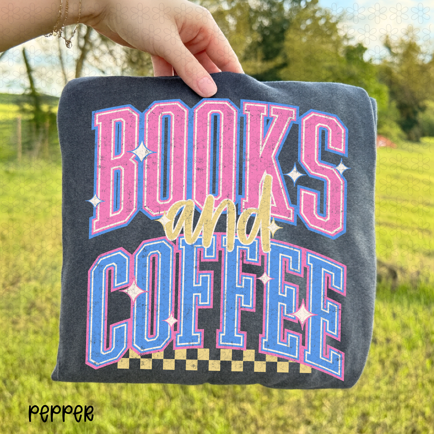Books and Coffee DTF Transfer