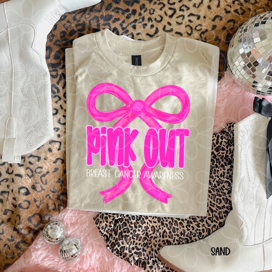 Bow Pink Out Breast Cancer Awareness Kids Completed Tee