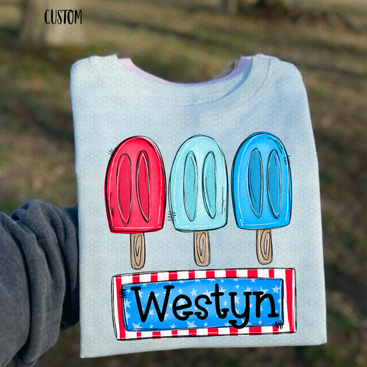 Boy Popsicle Coquette Name Plate Completed Tee