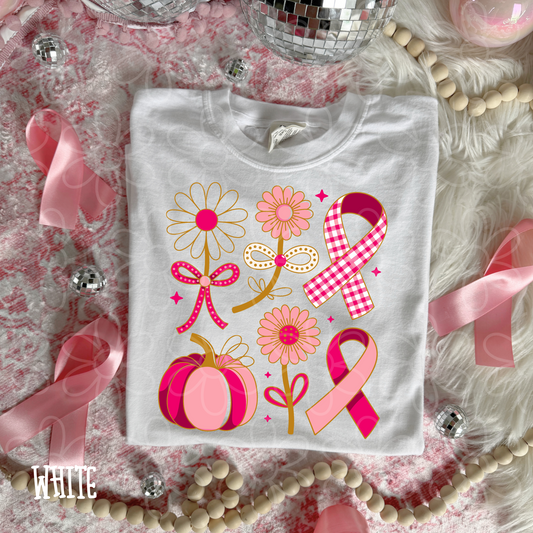 Breast Cancer Awareness Flowers DTF Transfer