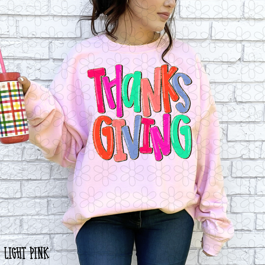 Bright Colorful Thanksgiving Glitter DTF Transfer